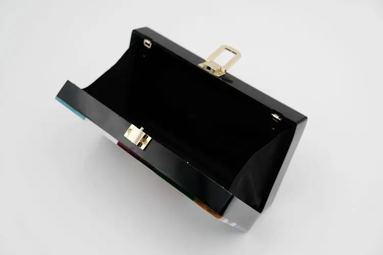 YNSSK Geometric Pattern Color Block Clutch InSide View