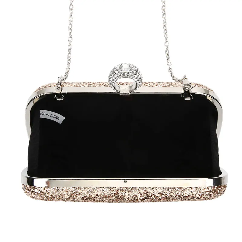 YNSSK Champagne Sequin Clutch Bag InSide View