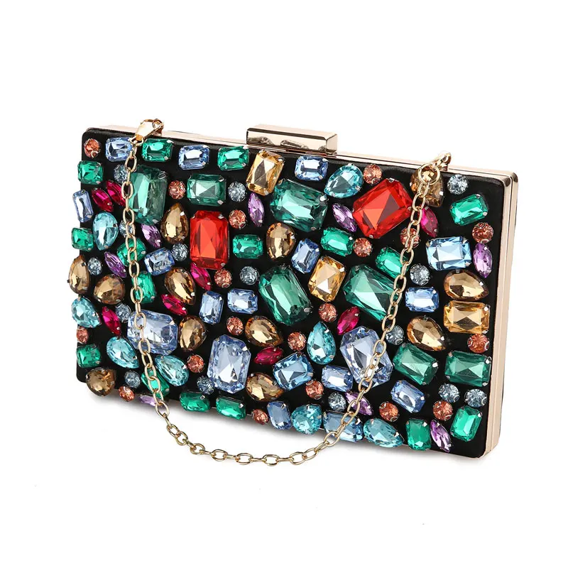 YNSSK Rainbow Crystal Clutch Bag Side View