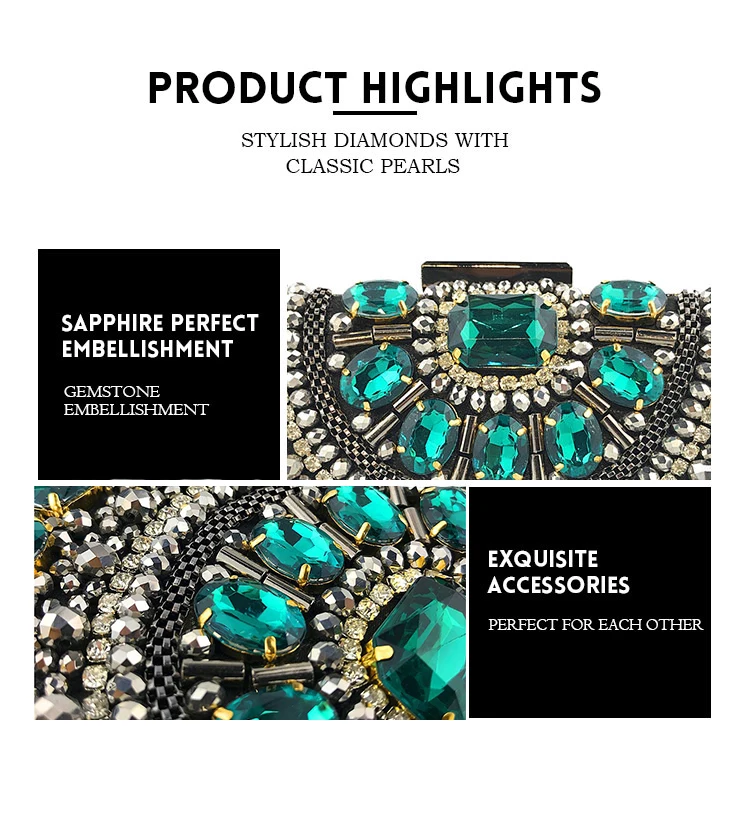 YNSSK Green Crystal Clutch Evening Bag Scene Detail Display