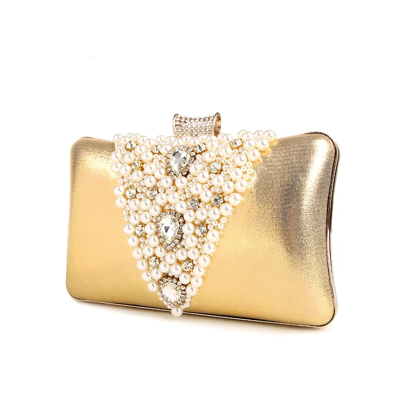 YNSSK Beads Faux Leather Clutch Bag with Handle Side View