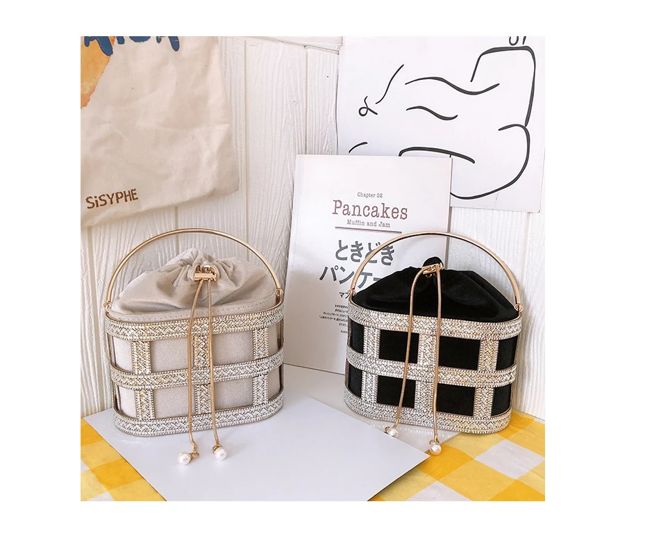 YNSSK Sparkling Case Drawstring Velvet Basket Clutch Bag Available Colors