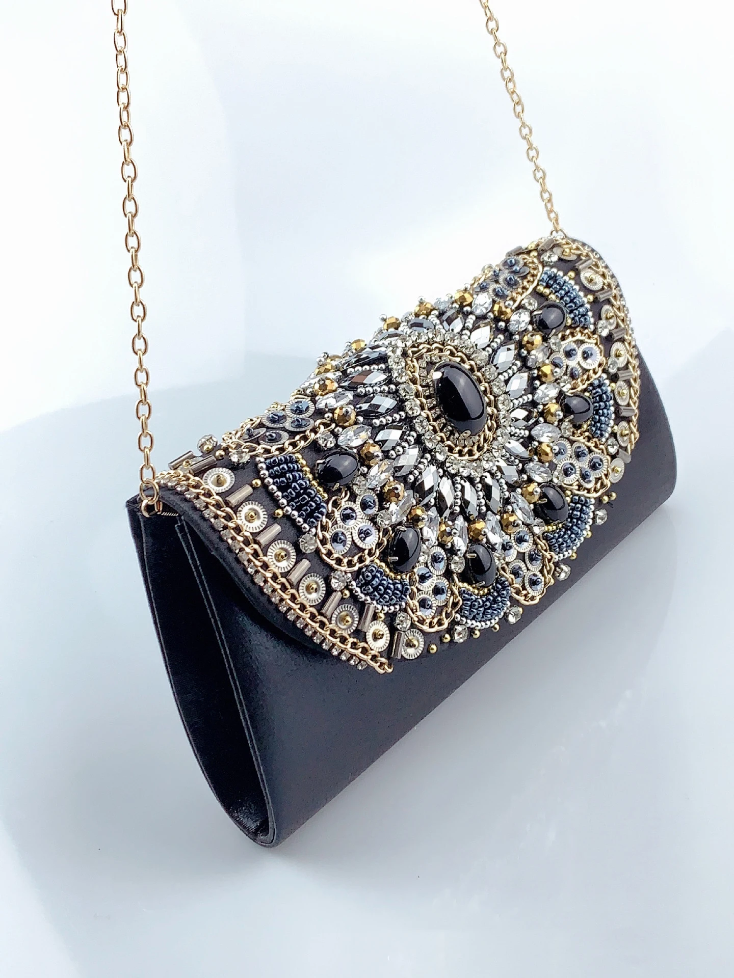 YNSSK Black Leather Envelope Purse Side View