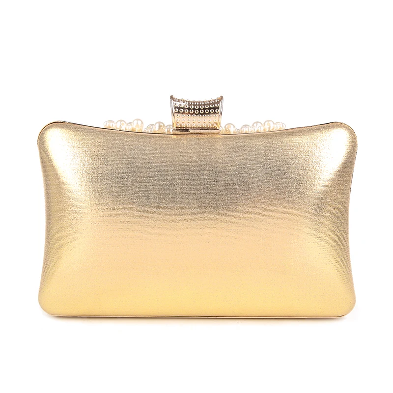 YNSSK Beads Faux Leather Clutch Bag with Handle Back View