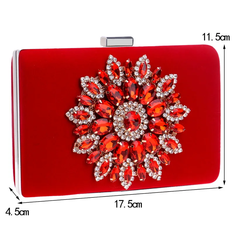 Dimensions of YNSSK Velvet Rectangular Rhinestone Evening Bag