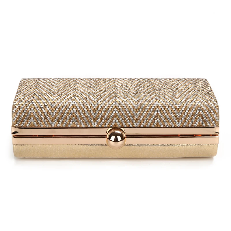 YNSSK Bling Rhinestone Stripe Clutch Bag Top View