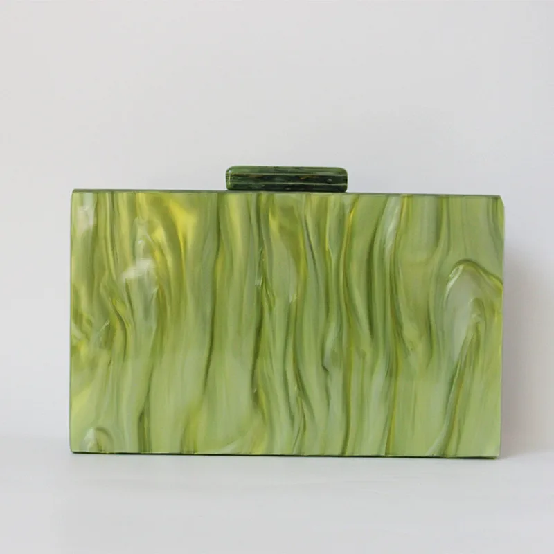 YNSSK Spliced Checked Green Clutch Bags For Weddings Back View