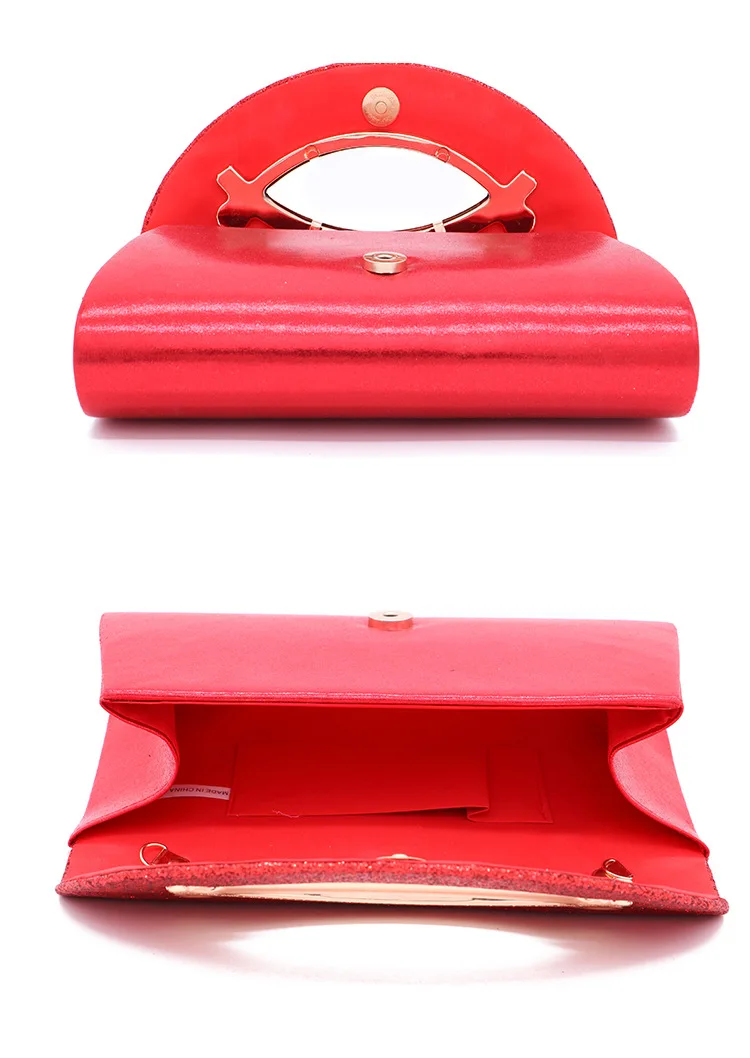 YNSSK Red Leather Envelope Clutch Purse Inside View
