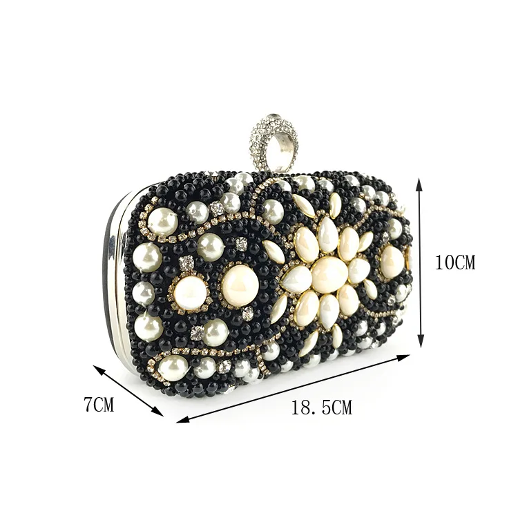 YNSSK Black Beads Evening Crossbody Bag Size