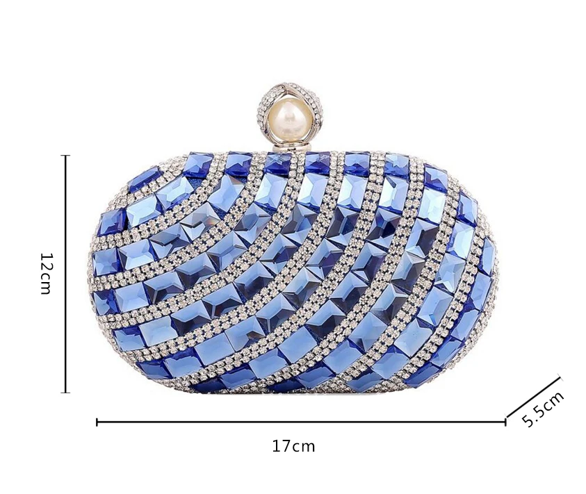 YNSSK Small Blue Crystal Evening Handbag Size