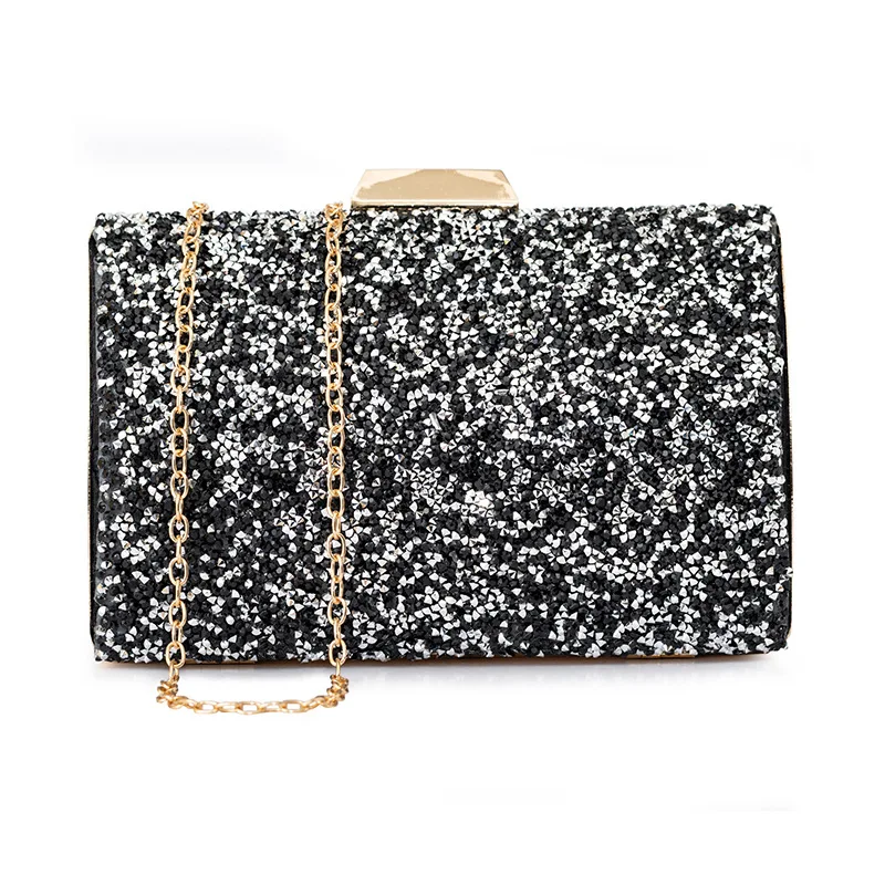 YNSSK Black Sequin Clutch Bag Side View