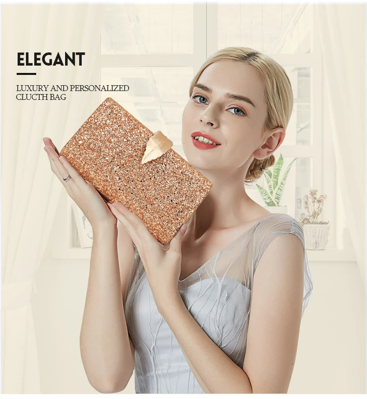 YNSSK Gold Sequin Clutch Bag Model Show