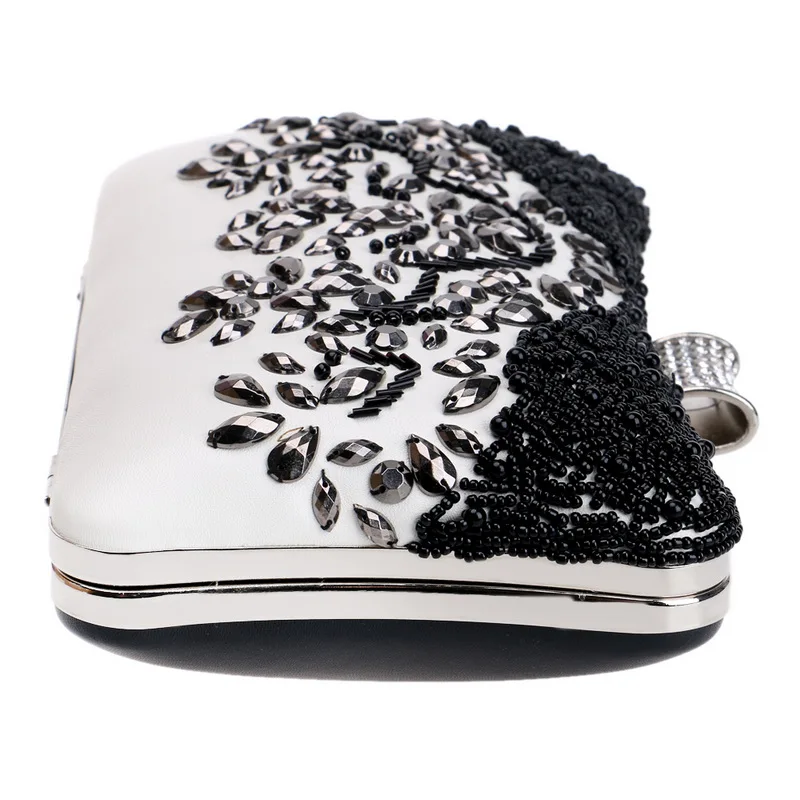 YNSSK Black And White Clutch Bags For Weddings Side View