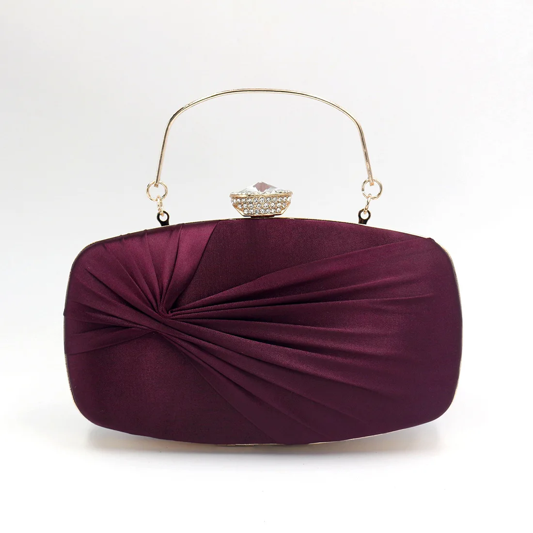 YNSSK Purple Silk Clutch Hand Bag Front View