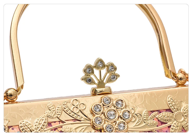 YNSSK Pink Vintage Wedding Clutch Bags Top Detail View