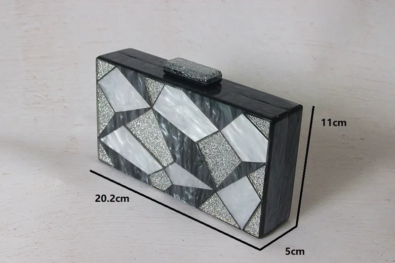 YNSSK Silver Grey Clutch Evening Bag Size