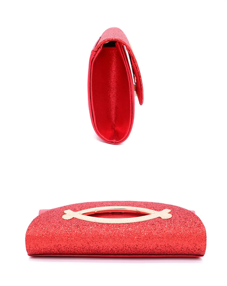 YNSSK Red Leather Envelope Clutch Purse Top View