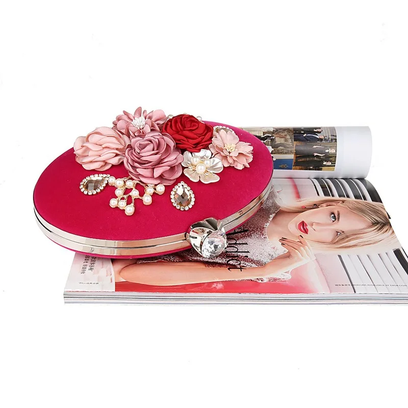 YNSSK Rose Red Floral Clutch Bag Top View