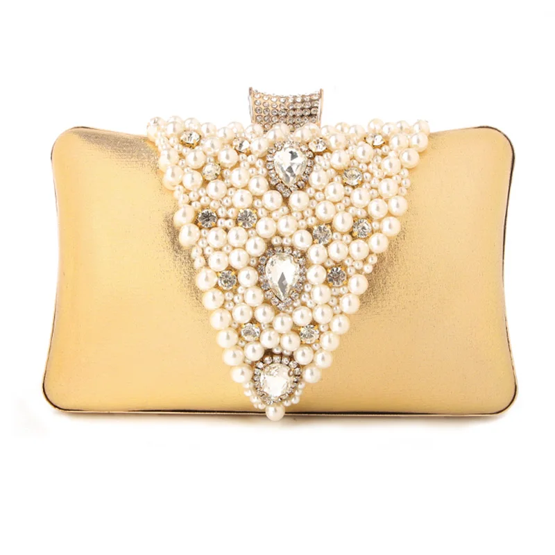 YNSSK Beads Faux Leather Clutch Bag Front View
