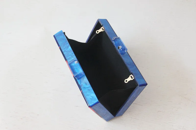 YNSSK Spliced Color Block Acrylic Clutch Bag Inside View