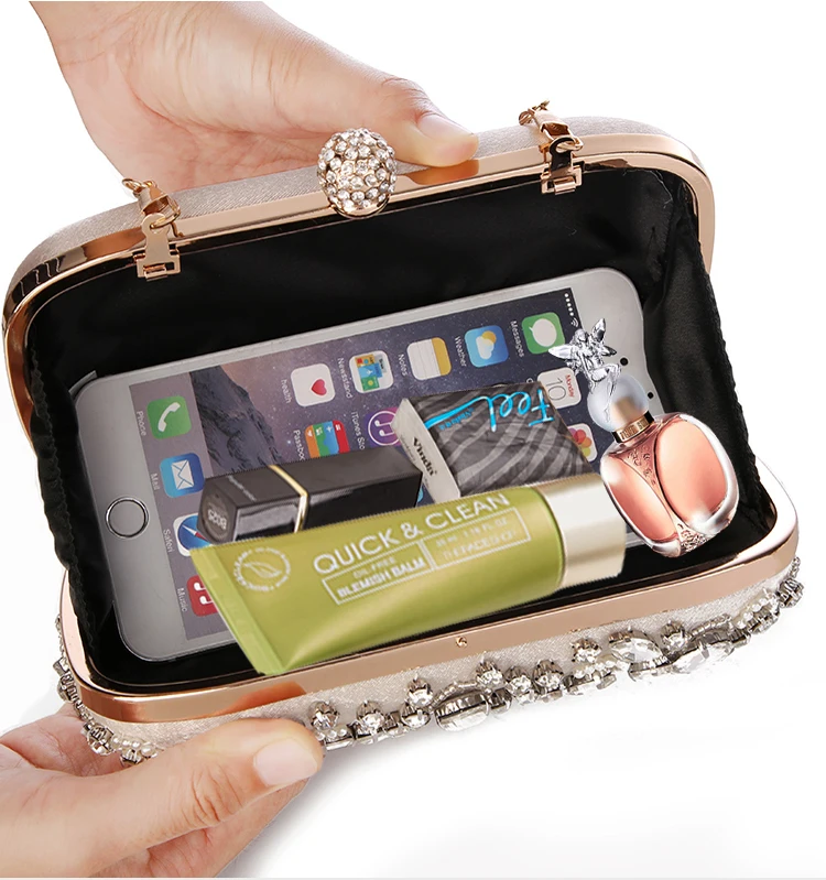 YNSSK Rhinestone Evening Bag Clutch Inside View