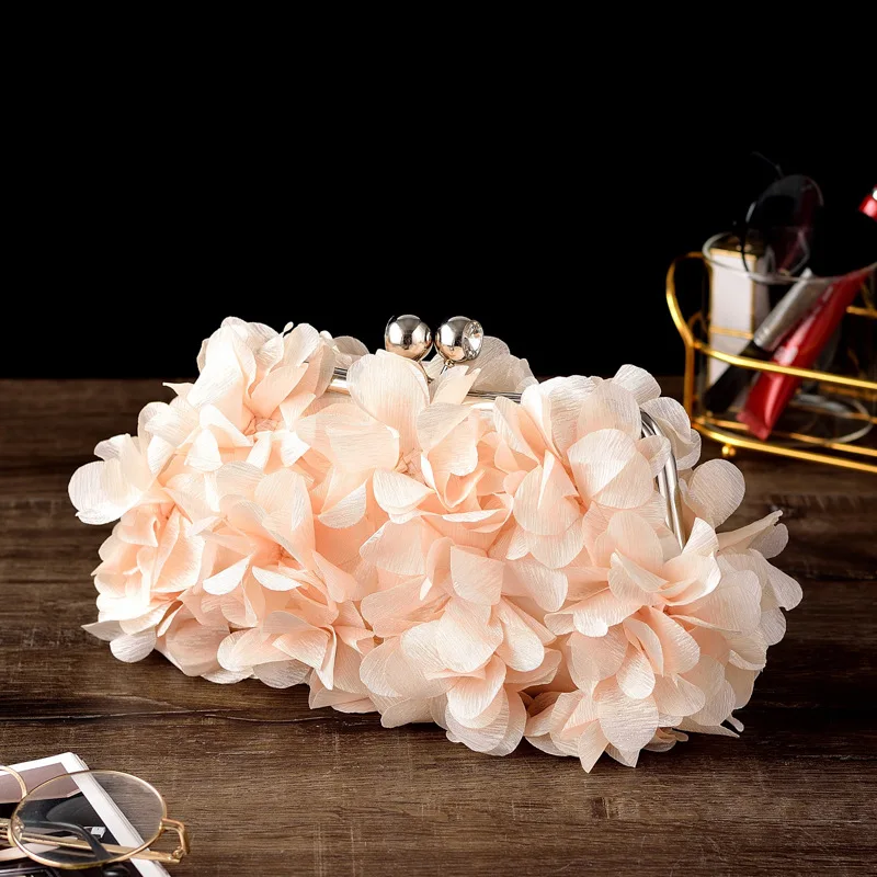 YNSSK Apricot Floral Clutch Bag Front View