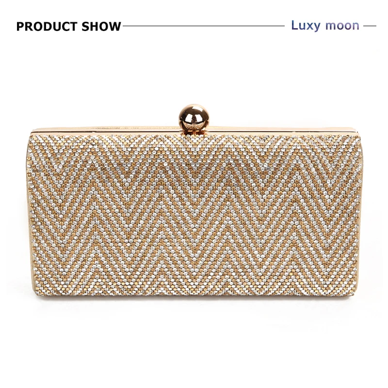YNSSK Bling Rhinestone Stripe Clutch Bag Front View