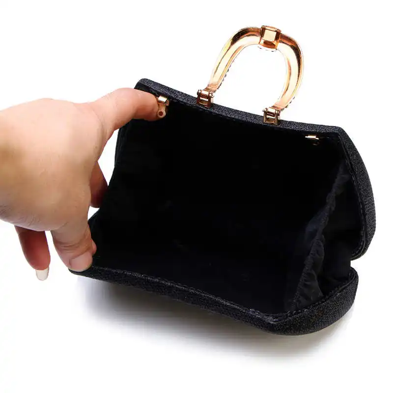 YNSSK Plain Black Clutch Bag Inside View