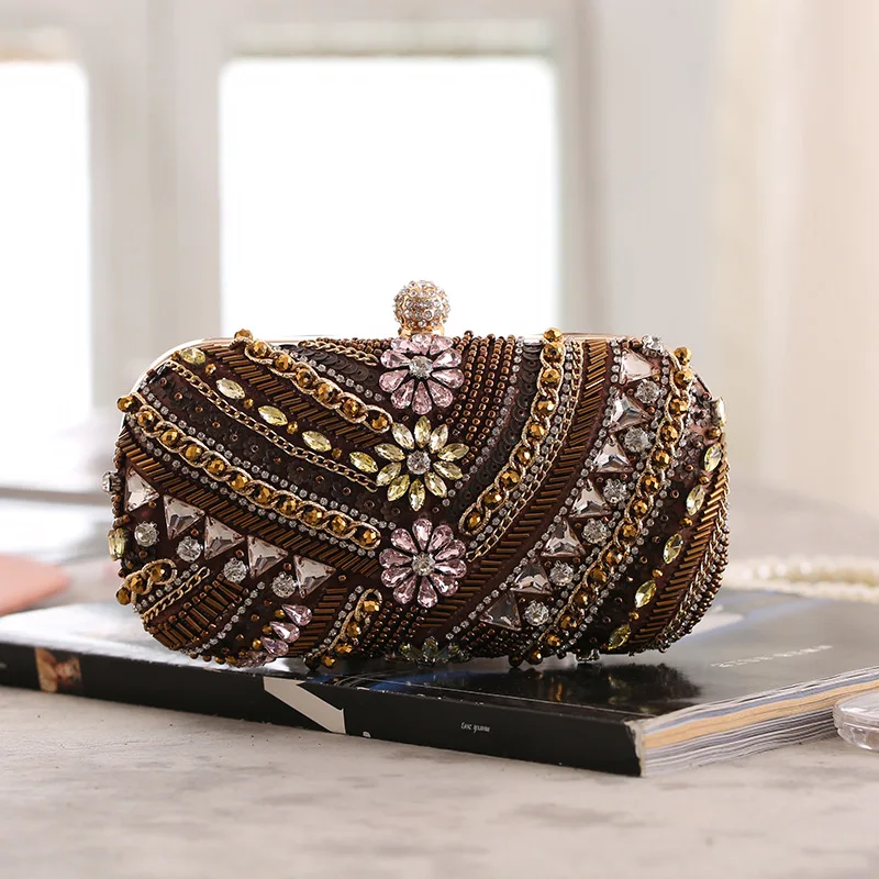 Front view of YNSSK Women's Beaded Clutch