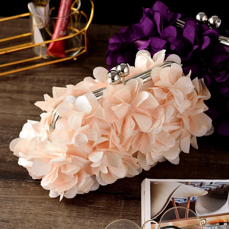 YNSSK Apricot Floral Clutch Bag Top View