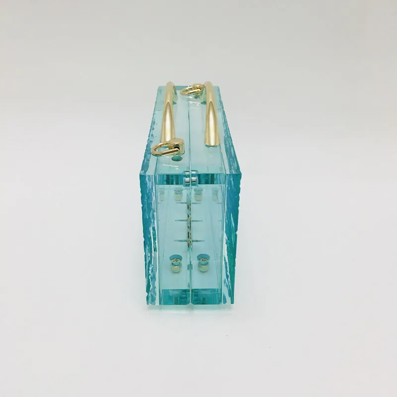 YNSSK Blue Clear Acrylic Clutch Purse Side View