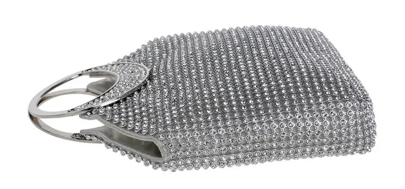 YNSSK Silver Rhinestone Clutch Bag Side View