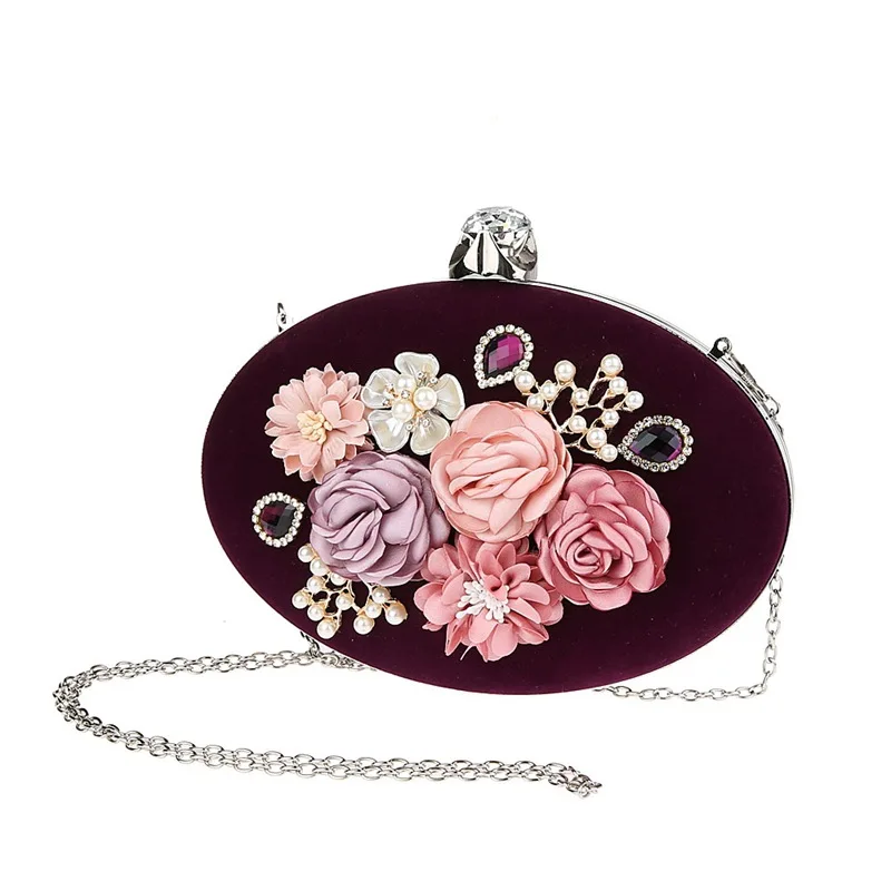 YNSSK Purple Floral Clutch Bag Front View