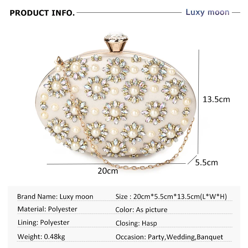 YNSSK Pearl Evening Clutch Bags for Weddings Size