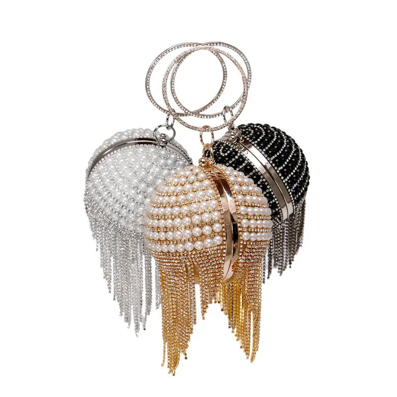 YNSSK Round Pearl Glitter Clutch Bag Available Colors