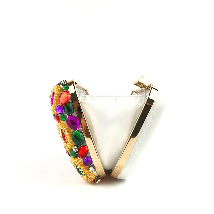 YNSSK Rainbow Beads and Crystal Clutch Bag Side View