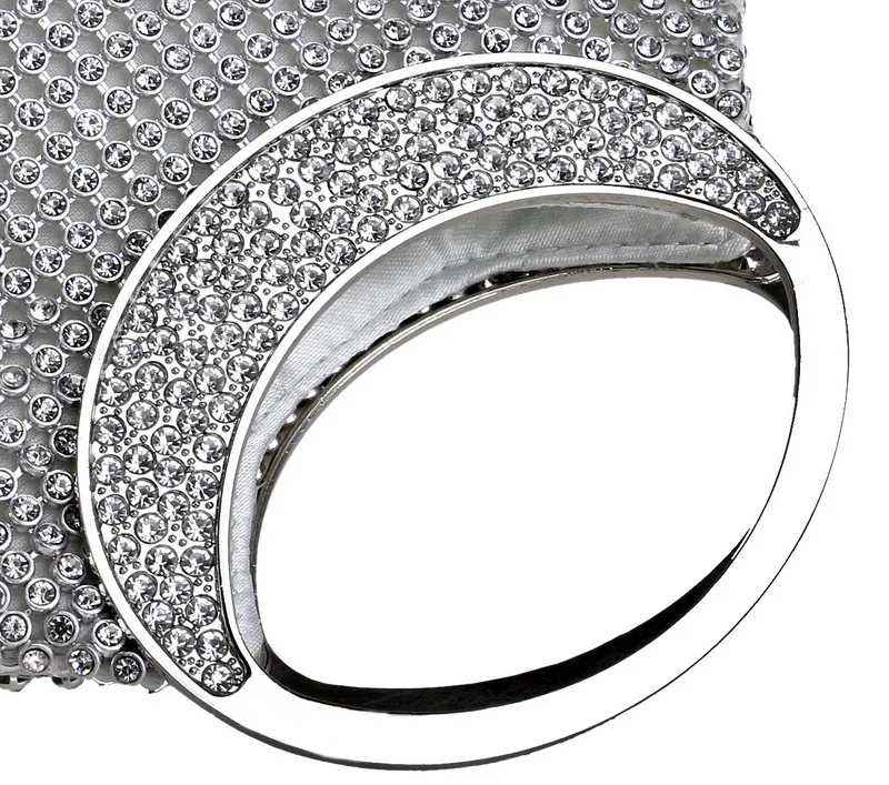 YNSSK Silver Rhinestone Clutch Bag Detail