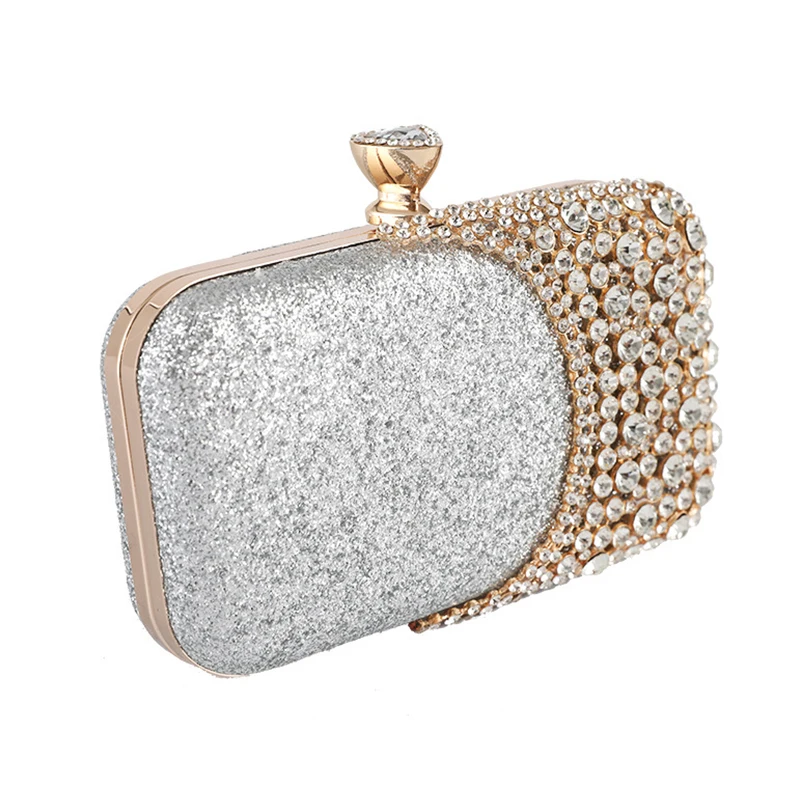YNSSK Silver Metallic Evening Bag Side View