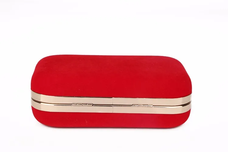 YNSSK Small Pure Red Velvet Clutch Box Bag Bottom View