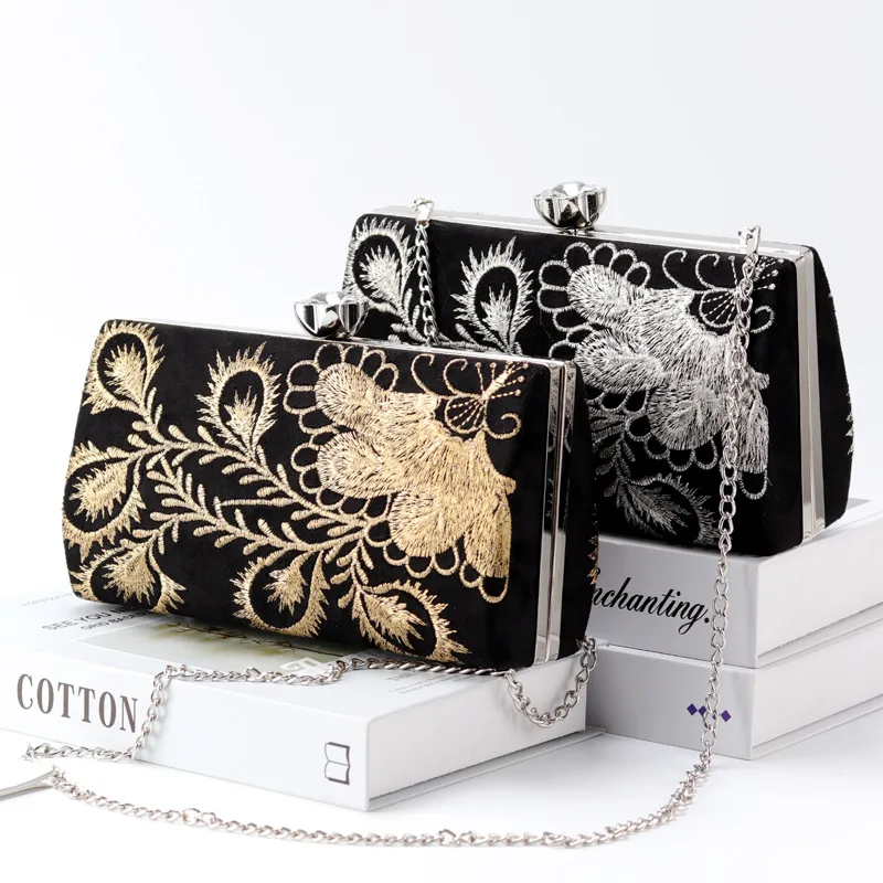 YNSSK Embroidered Black Clutch Purse Available Colors