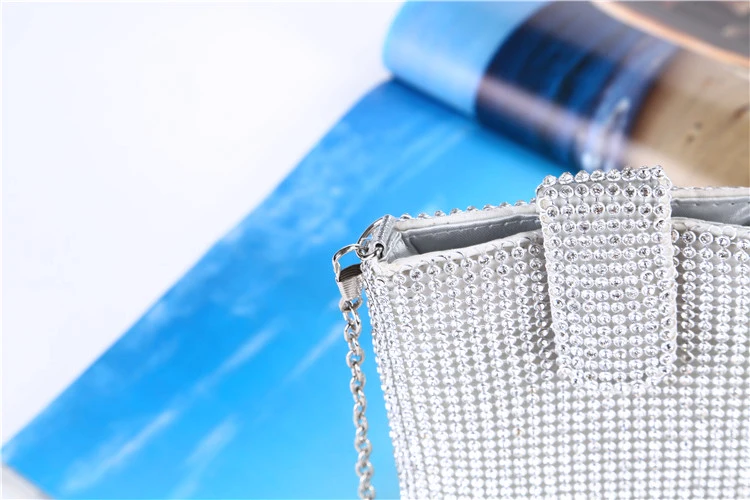 YNSSK Silver Bling Rhinestone Phone Purse Detail View