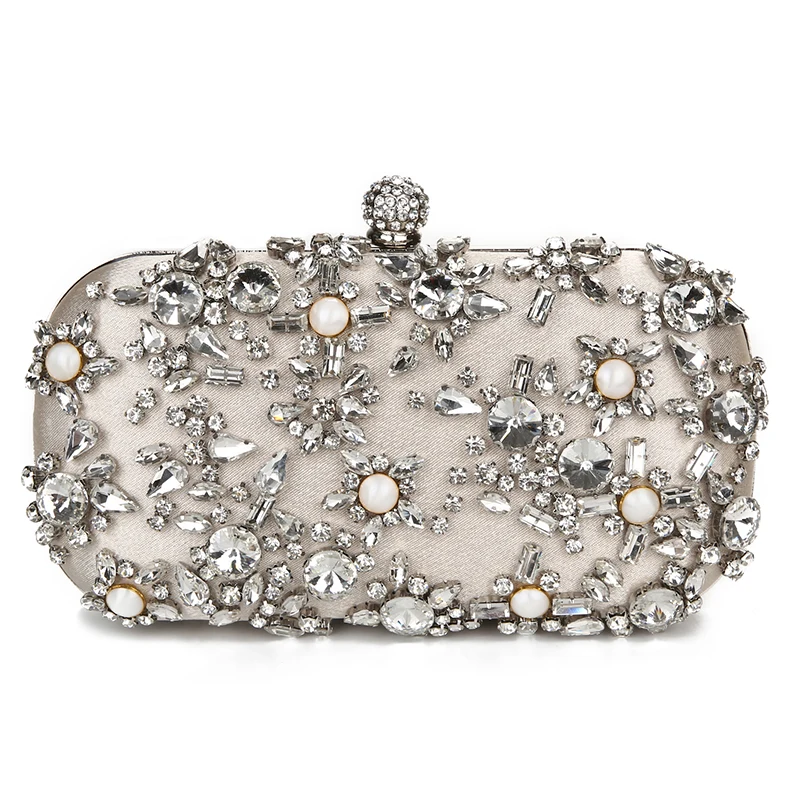 YNSSK Apricot Satin Clutches Evening Bags Front View