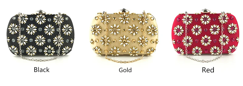 YNSSK Rhinestone Floral Satin Evening Bag Available Colors
