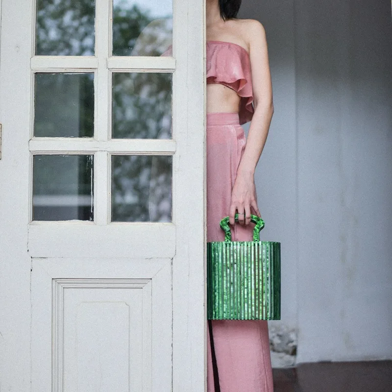 YNSSK Hollow Out Green Acrylic Clutch Model Display