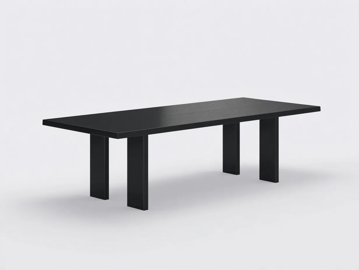 Esstisch 200x95x75 cm - Schwarz - geradliniger Outdoor-Tisch mit kräftigen Blockbeinen für Patio