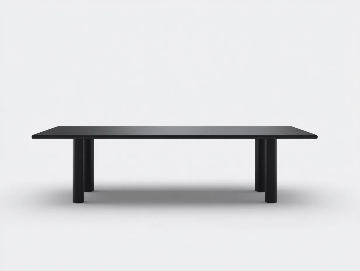 Esstisch 190x90x74 cm - Schwarz - rechteckiger Outdoor-Tisch mit runden Beinen und schmaler Platte für Terrasse