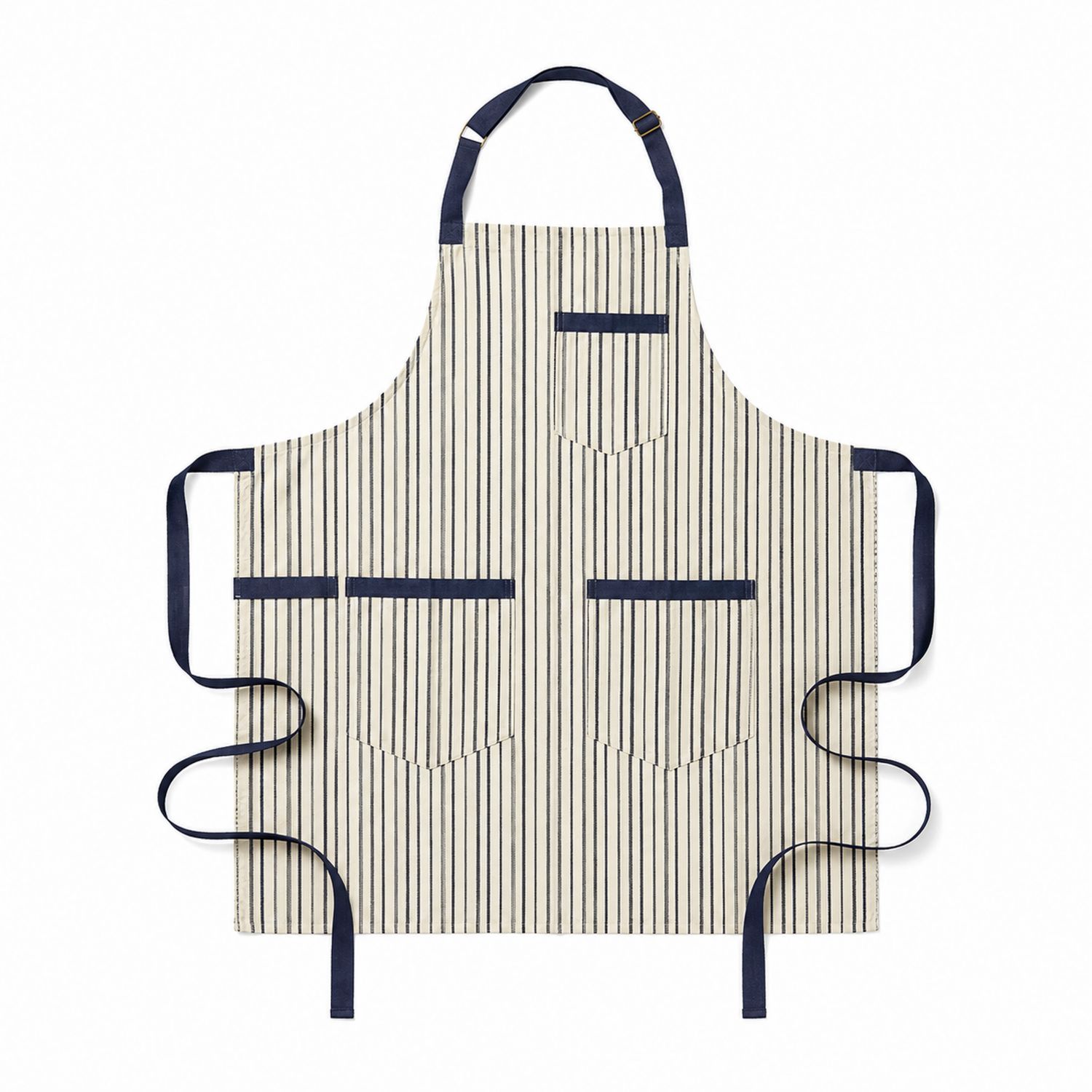 Verstellbare Kochschürze mit Taschen - Streifen Beige/Blau