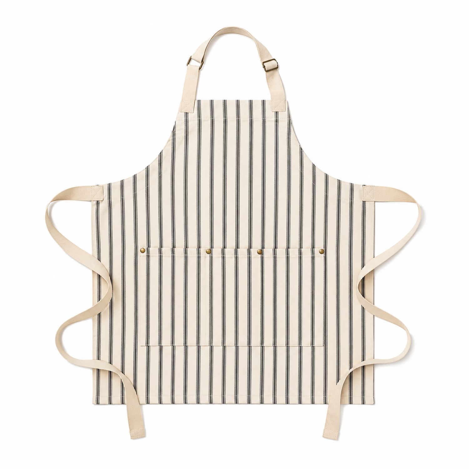 Verstellbare gestreifte Küchenschürze mit Taschen - Beige und Schwarz