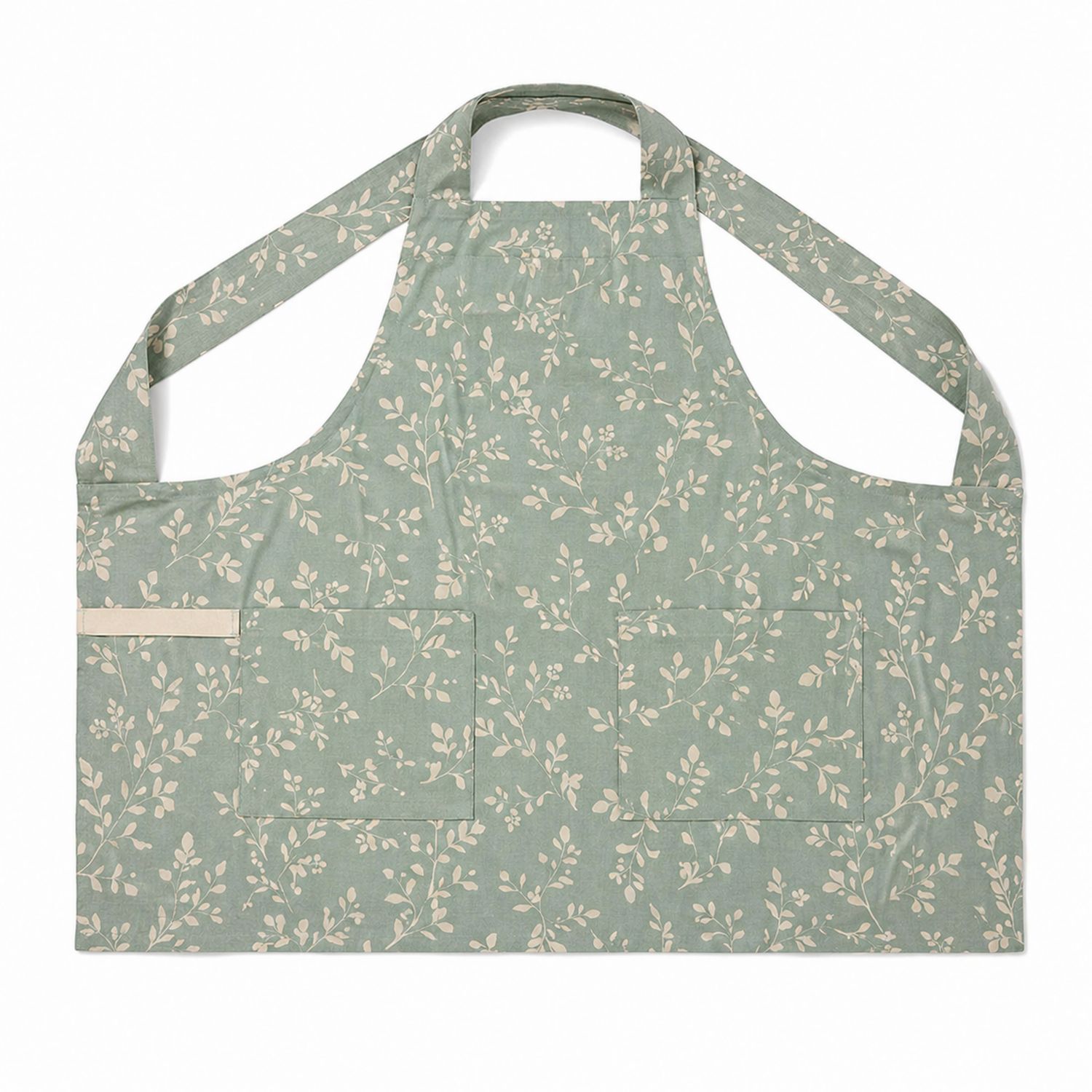 Küchenschürze Damen mit Blumenmuster Grün Beige