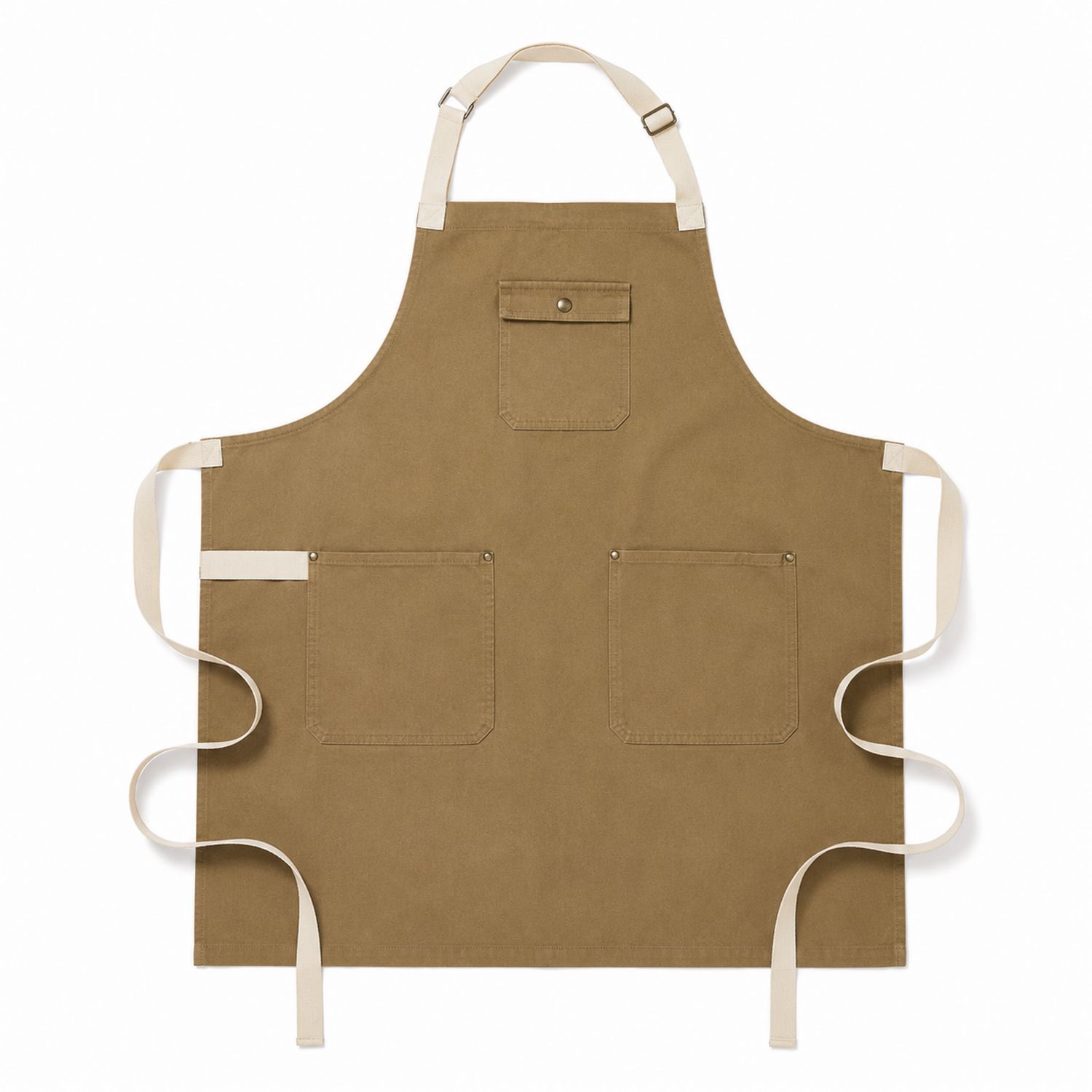Robuste Unisex Schürze mit Taschen in Braun